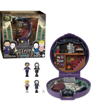 Polly Pocket Collector Playset, The Addams Family Compact with 4 Special Edition Character Dolls and 10 Accessories